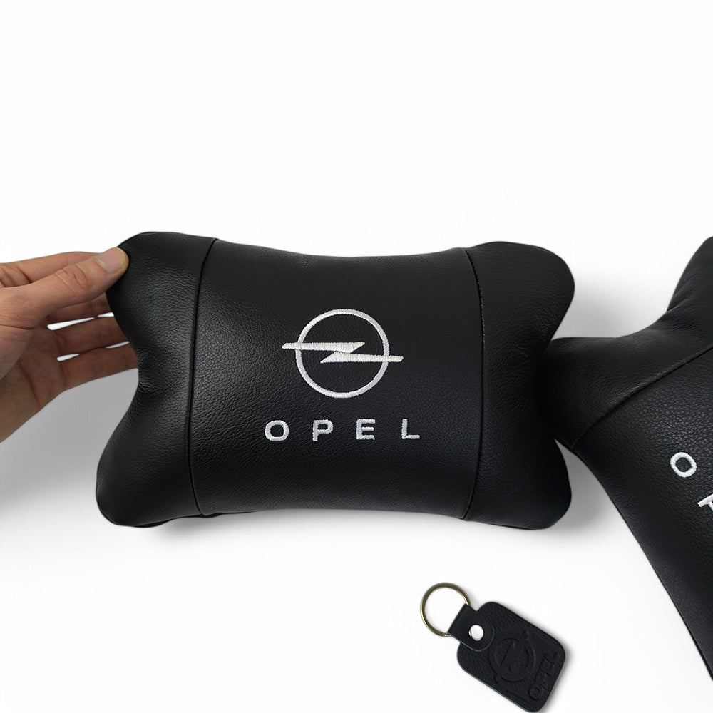 Набор автомобильных подушек 2шт для Opel, натуральная кожа, стильные черные подголовники Опель для авто