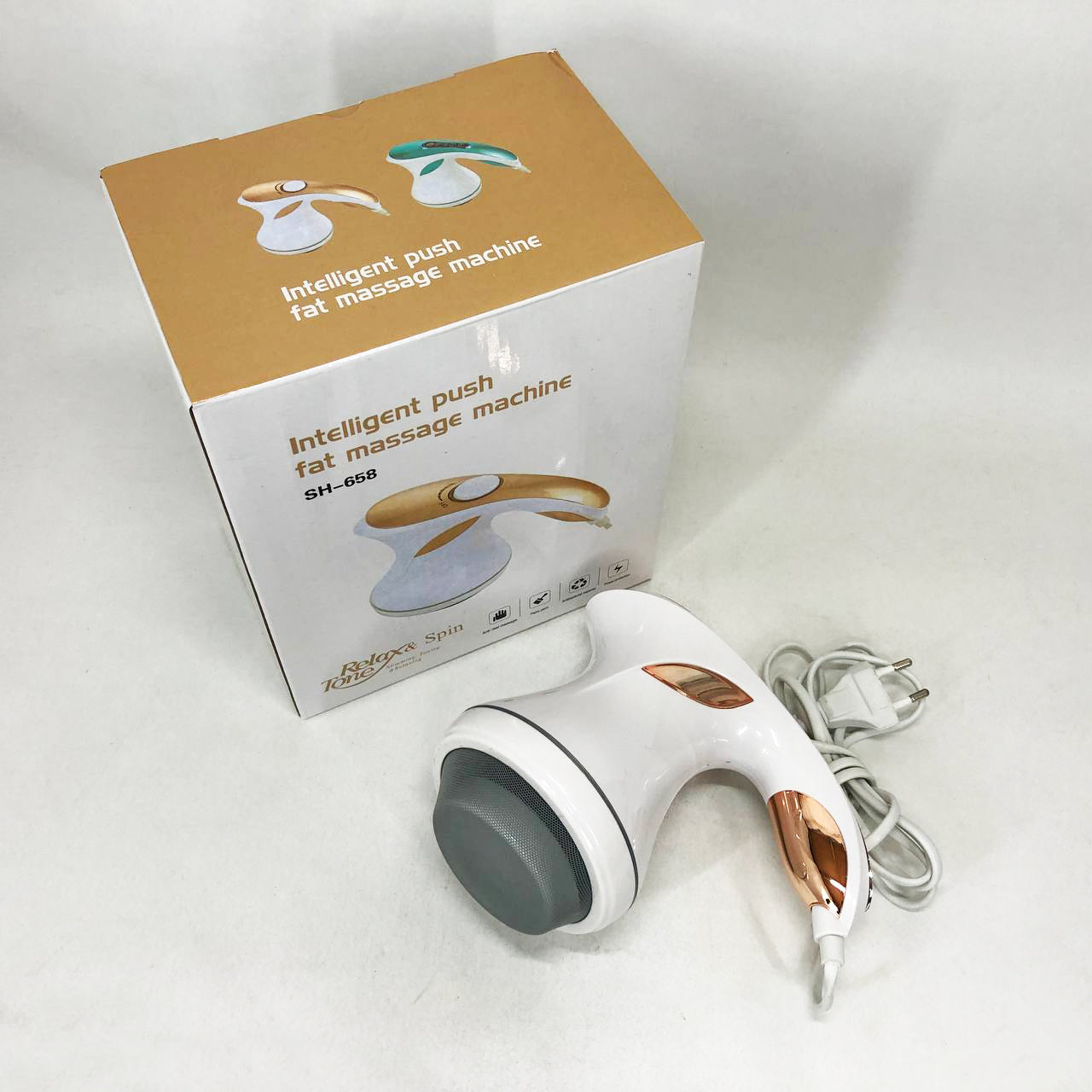 Массажер для тела Relax and Spin Tone SH-658, антицеллюлитный вибро массажер. Цвет: желтый