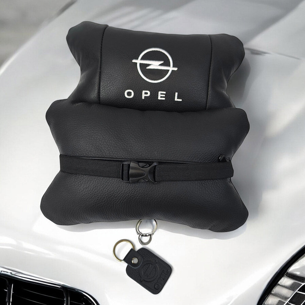 Набор автомобильных подушек 2шт для Opel, натуральная кожа, стильные черные подголовники Опель для авто