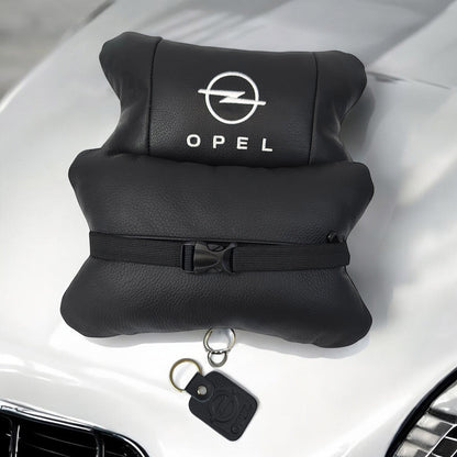 Набор автомобильных подушек 2шт для Opel, натуральная кожа, стильные черные подголовники Опель для авто