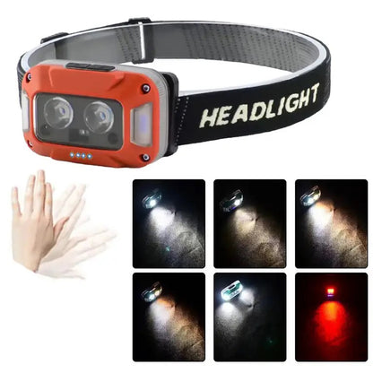 Фонарь налобный WH-0218-XPG(white+yellow)+SMD(red), Налобный фонарь для туризма рыбалки и охоты