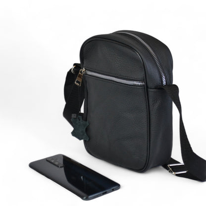 Сумка из натуральной кожи мужская, мессенджер кожаный чёрный, качество, мужская сумка через плече