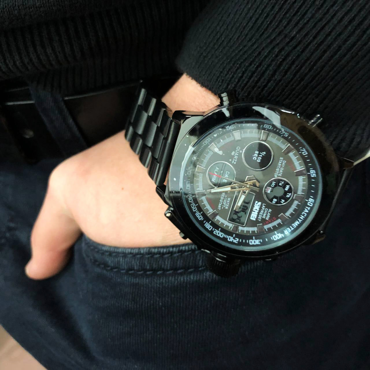 Часы наручные мужские SKMEI 1515BK BLACK, часы наручные электронные тактические. Цвет: черный