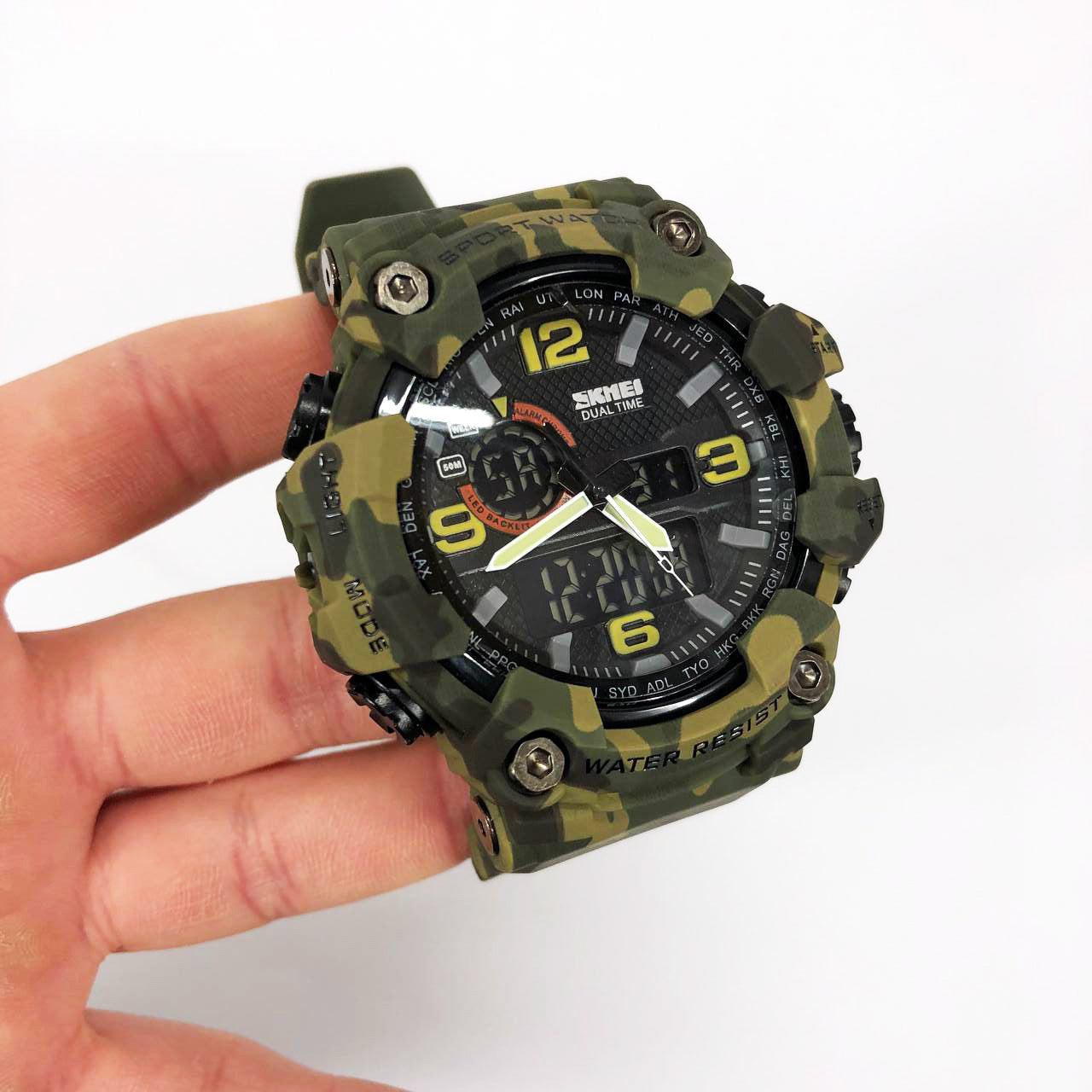 Часы наручные мужские SKMEI 1520CMGN CAMO GREEN, часы военные мужские, для военнослужащих. Цвет: камуфляж