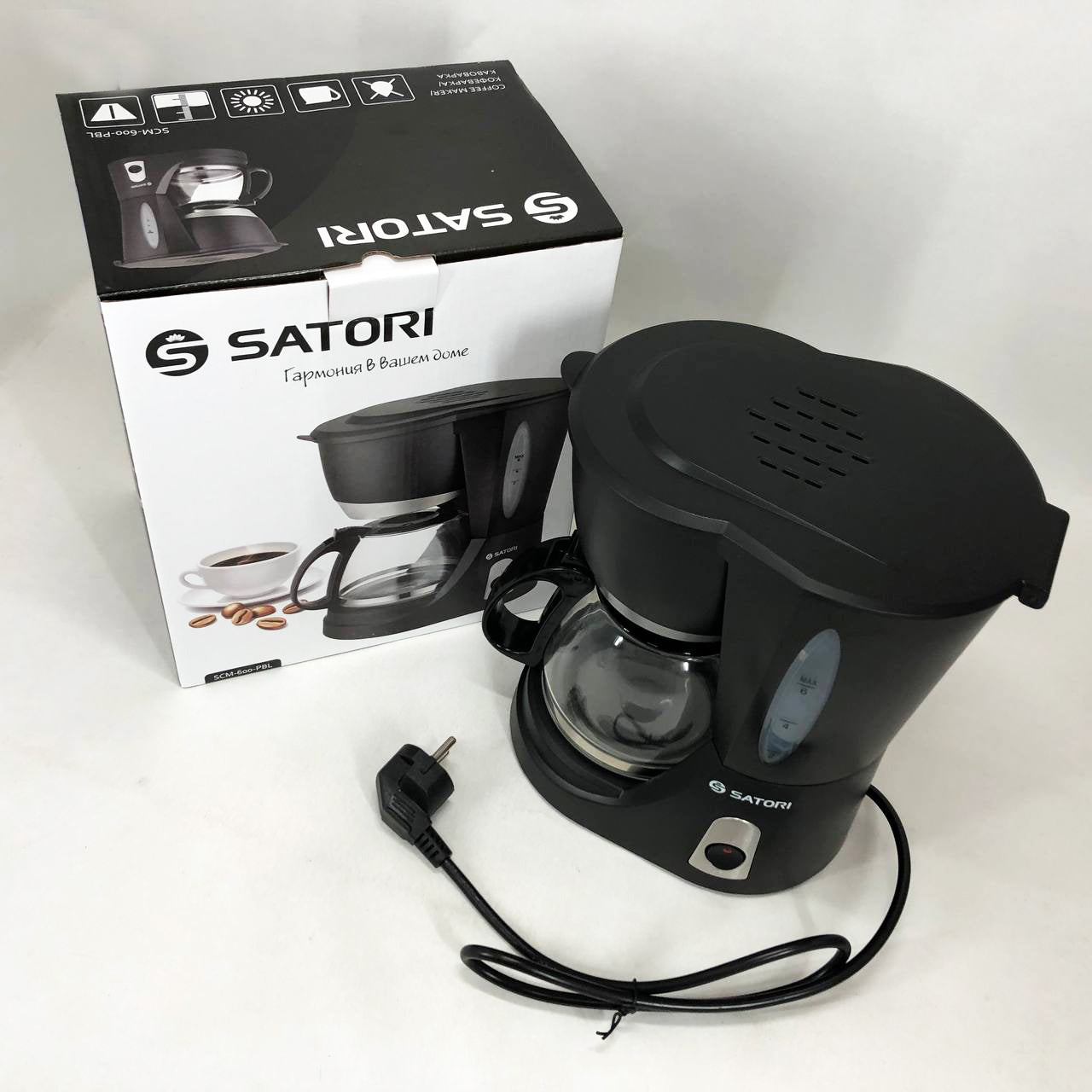 Кофеварка капельная Satori SCM-600-PBL, 650 Вт, Маленькая кофемашина для дома, Маленькая кофемашина