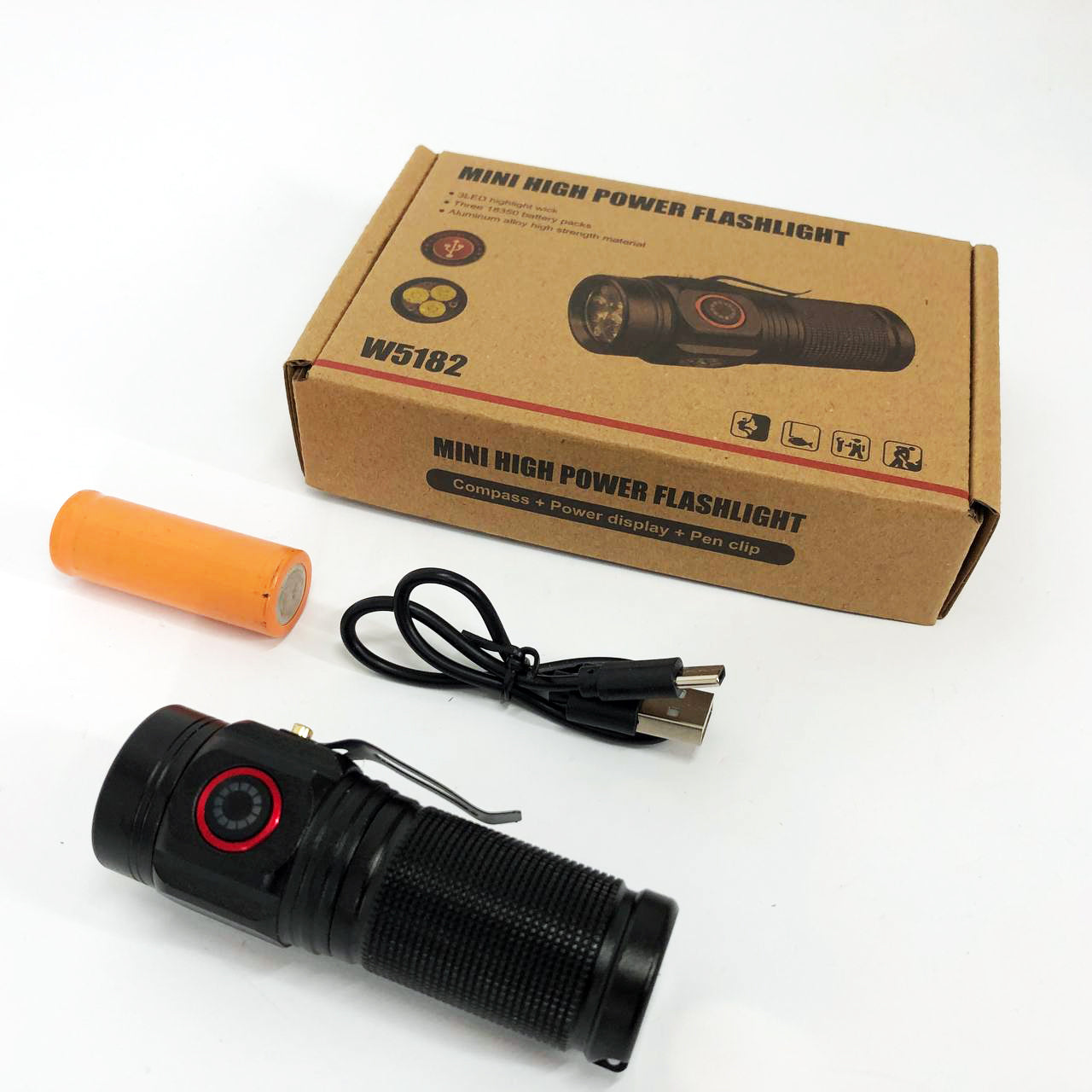 Фонарь PLD W5182-3XHP360, Ручной фонарик led, Водонепроницаемый фонар, Карманный фонарь с usb зарядкой