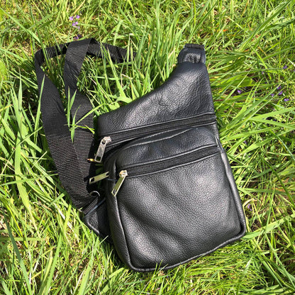 Мужская сумка из натуральной кожи, тактическая сумка - мессенджер черная, тактическая сумка на грудь
