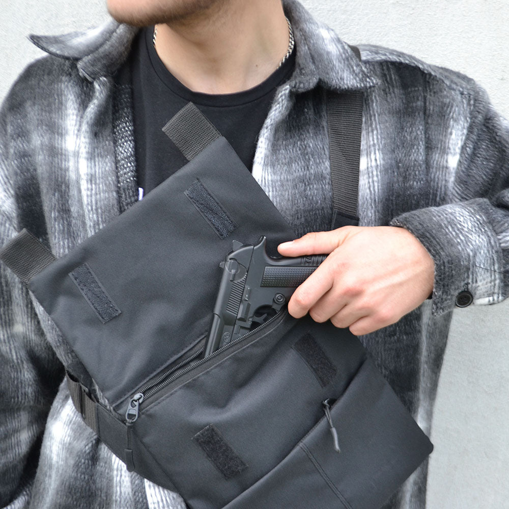 Мужская сумка из натуральной кожи, тактическая сумка - мессенджер черная, тактическая сумка на грудь