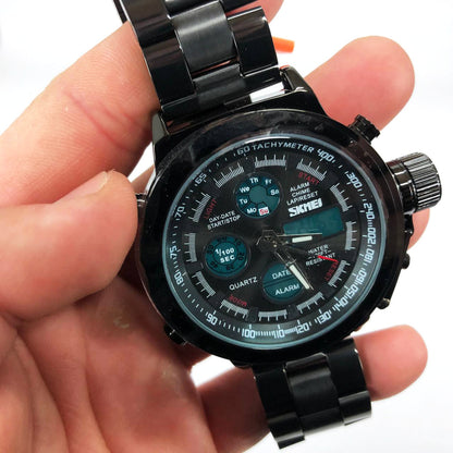 Часы наручные мужские SKMEI 1515BK BLACK, часы наручные электронные тактические. Цвет: черный