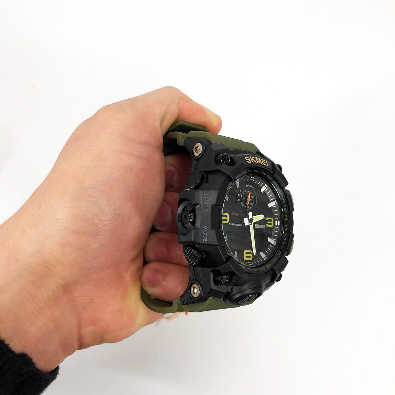 Часы наручные мужские SKMEI 1586AG ARMY GREEN, мужские армейские водостойкие тактические. Цвет: зеленый