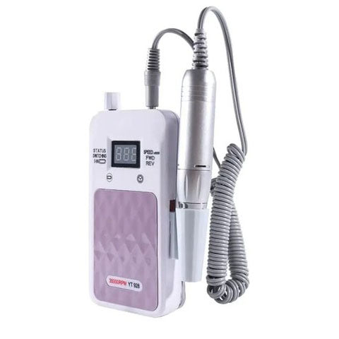 Портативный Фрезер для ногтей Nail Drill YT-928 аккумуляторный с индикатором заряда на 35 000 оборотов. Цвет: белый