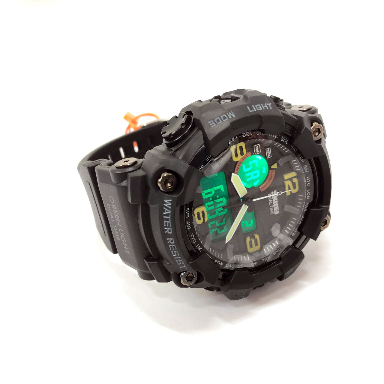 Часы наручные мужские SKMEI 1520BK BLACK, армейские часы противоударные. Цвет: черный