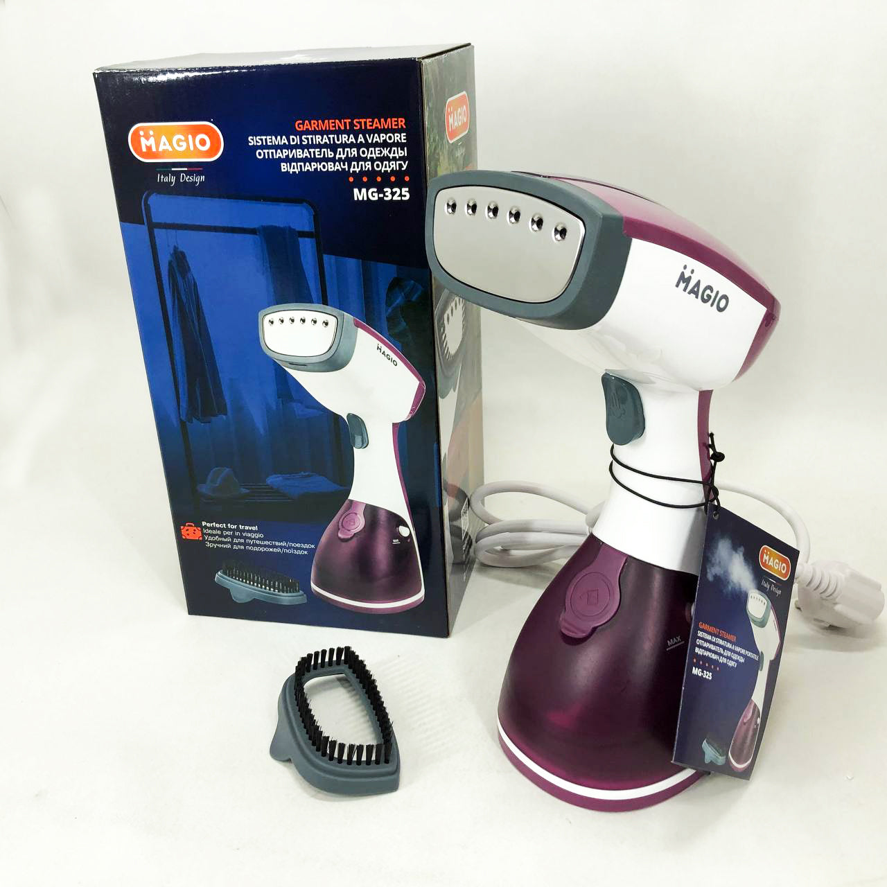 Отпариватель MAGIO MG-325, Отпариватель паровая щетка, Парогенератор вертикальный для отпаривания одежды