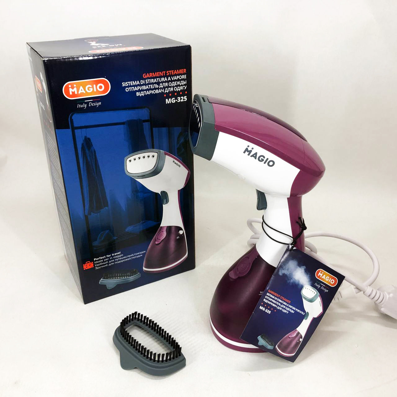 Отпариватель MAGIO MG-325, Отпариватель паровая щетка, Парогенератор вертикальный для отпаривания одежды