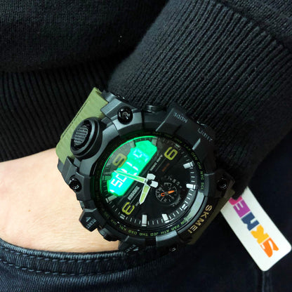 Часы наручные мужские SKMEI 1586AG ARMY GREEN, мужские армейские водостойкие тактические. Цвет: зеленый