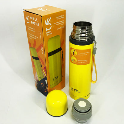 Термос вакуумный Well Done WD-7145Y 500 мл, Хороший небольшой термос для питьевой воды. Цвет: желтый