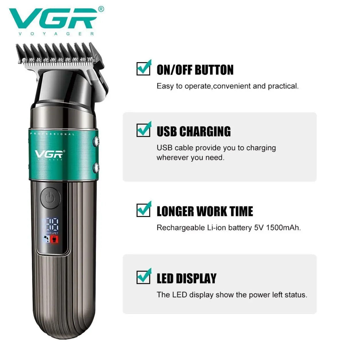 Машинка для стрижки волос VGR V-929 аккумуляторная, Машинка для стрижки волос домашняя