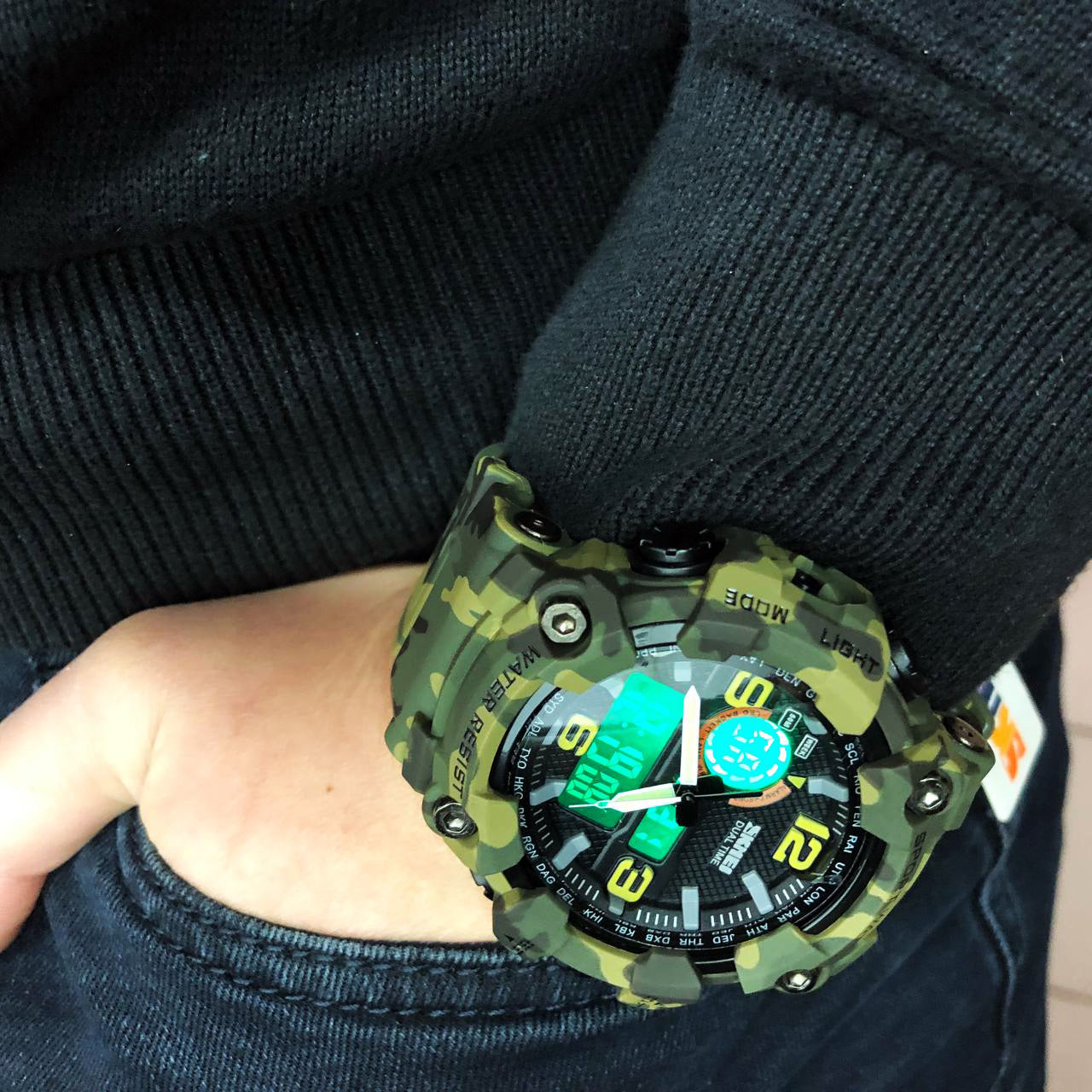 Часы наручные мужские SKMEI 1520CMGN CAMO GREEN, часы военные мужские, для военнослужащих. Цвет: камуфляж