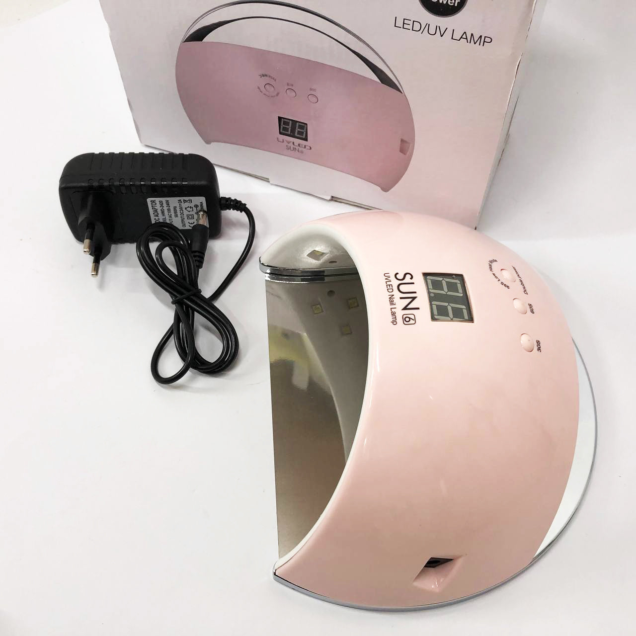 Ультрафиолетовая лампа для Маникюра UV LAMP Sun 6, Светодиодная сушилка для гель лака. Цвет: розовый
