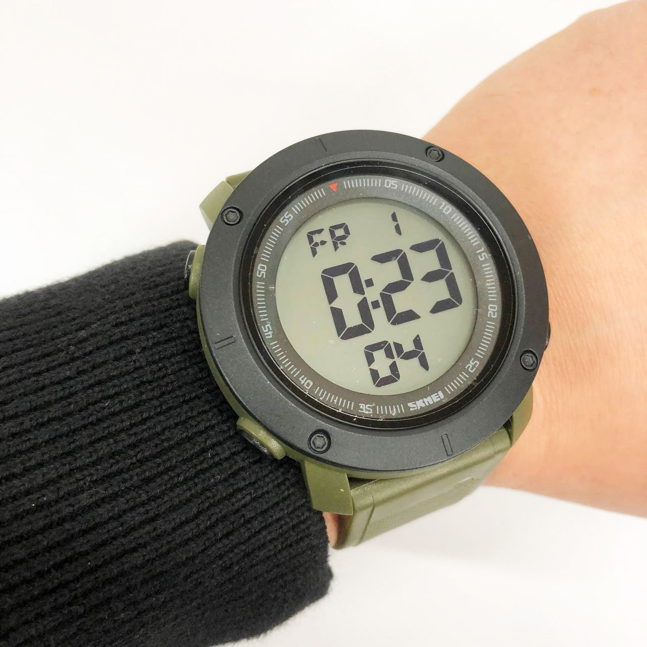 Часы наручные мужские SKMEI 2122AGWT  ARMY GREEN-WHITE, армейские часы противоударные. Цвет: зеленый