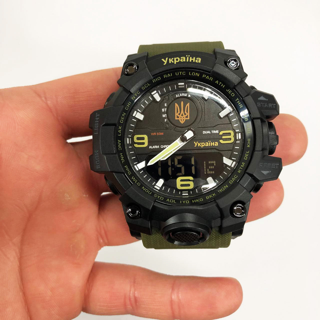 Часы наручные мужские SKMEI 6851/1586AG, Военные мужские наручные часы зеленые, Часы спортивные