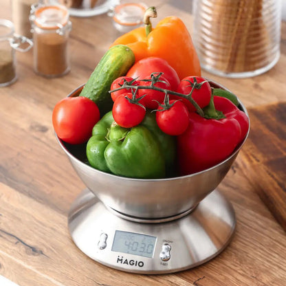 Весы кухонные на 5 кг из нержавеющей стали MAGIO MG-695, весы мини, Весы кухонные со съемной чашей