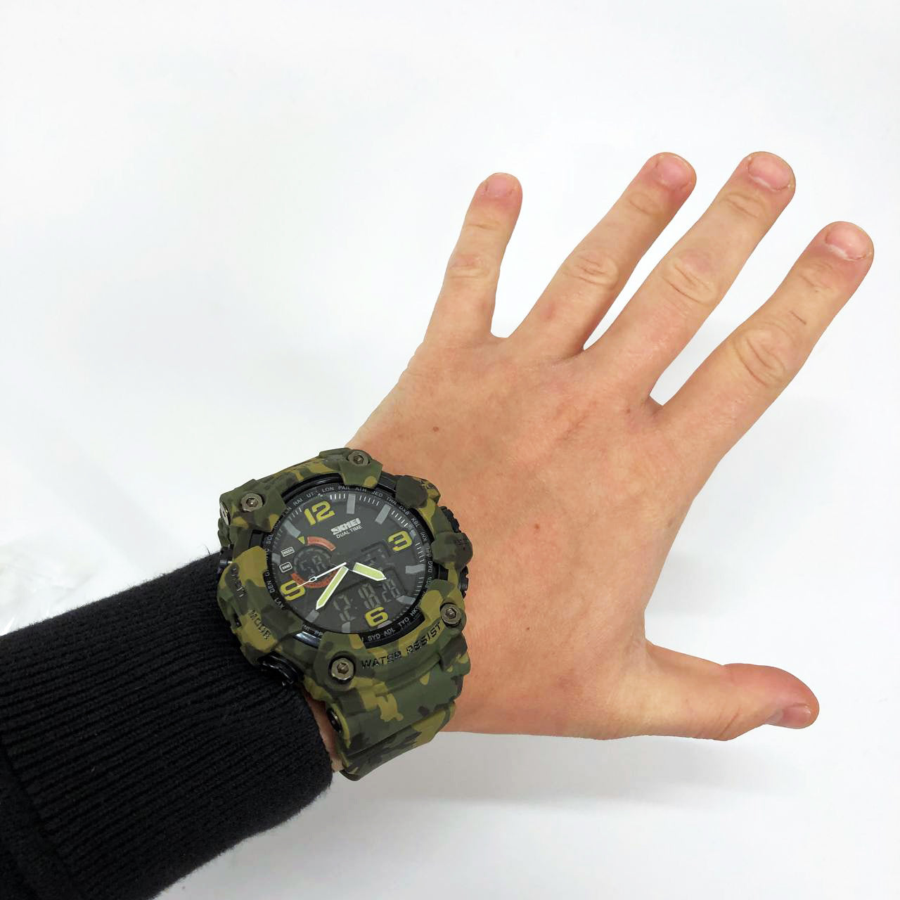 Часы наручные мужские SKMEI 1520CMGN CAMO GREEN, часы военные мужские, для военнослужащих. Цвет: камуфляж