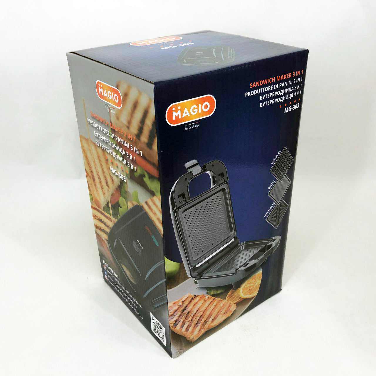 Мультимейкер (бутербродница-вафельница-гриль) Magio MG-363, Бутербродница 4в1, Сендвичница, Мультимейкер