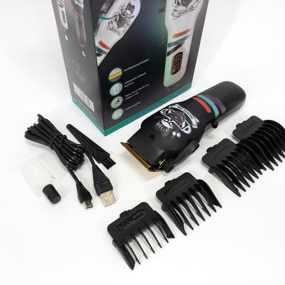 Машинка для стрижки волос и бороды профессиональная VGR V-699 с насадками и LED дисплеем. Цвет: черный