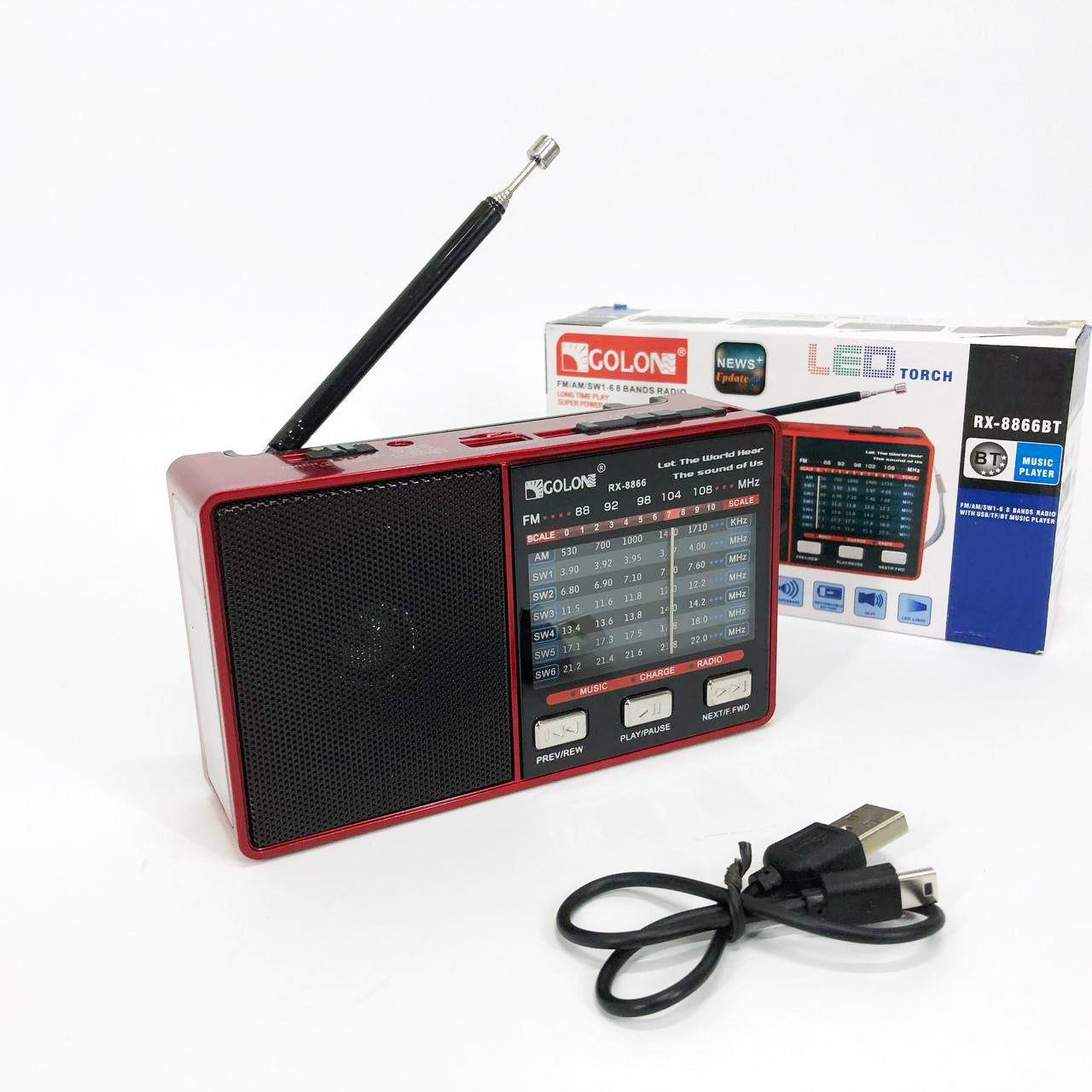 Радіо GOLON RX-8866 цифровий портативний радіоприймач з ліхтариком функцією PowerBank.