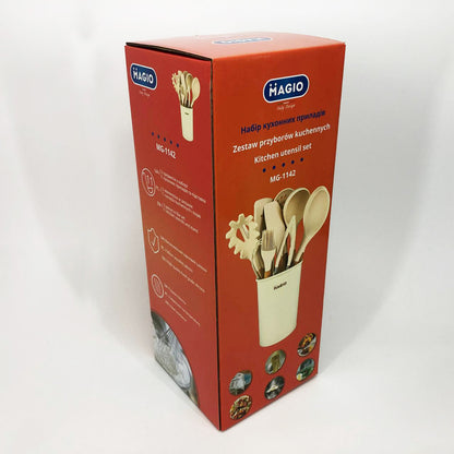 Набор силиконовых кухонных принадлежностей Magio MG-1142 набор ложек лопаток 11 предметов