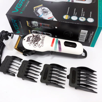 Машинка для стрижки волос и бороды профессиональная VGR V-699 B с насадками и LED дисплеем. Цвет: белый