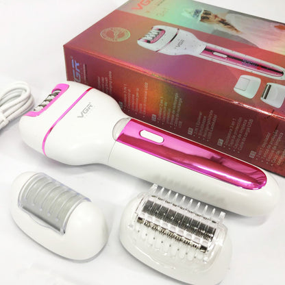 Женский беспроводной эпилятор 3в1 VGR V-732 для ног и зоны бикини с подсветкой и дисплеем. Цвет: розовый