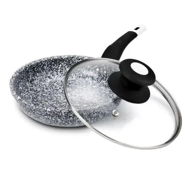 Сковорода UNIQUE UN-5114 22 см с крышкой гранит светлый многослойное покрытие