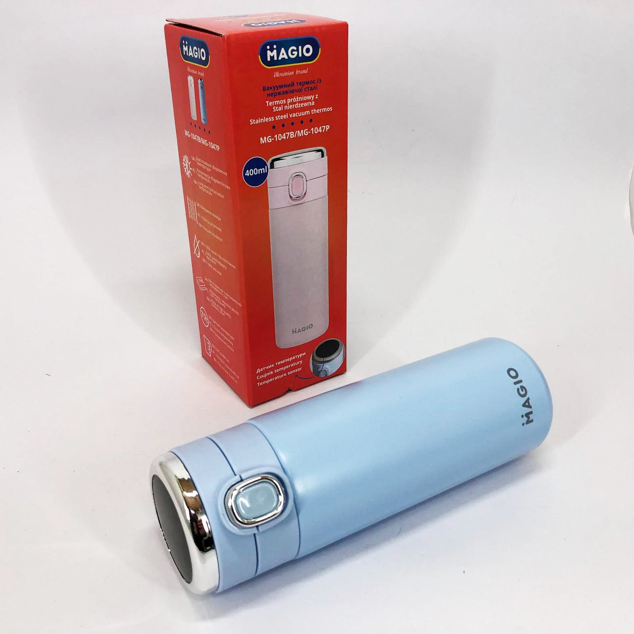 Термос SMART MAGIO MG-1047B вакуумный 400 мл, Умный термос с датчиком температуры, Термос походный