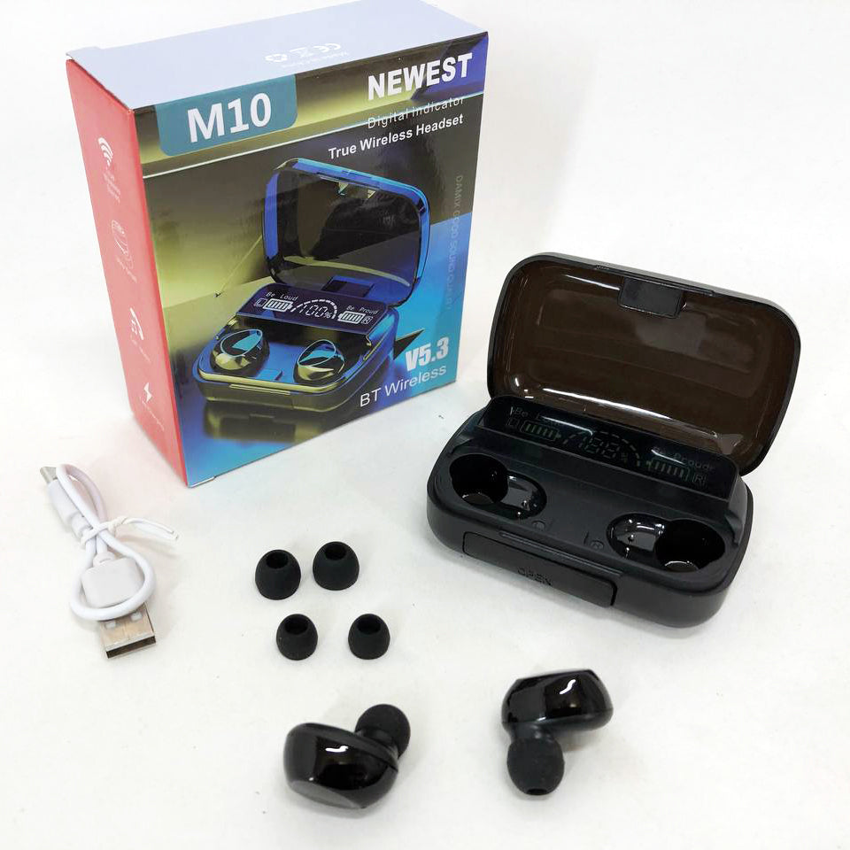 Беспроводные наушники M10 с микрофоном и док станцией-кейсом, беспроводные bluetooth наушники-гарнитура