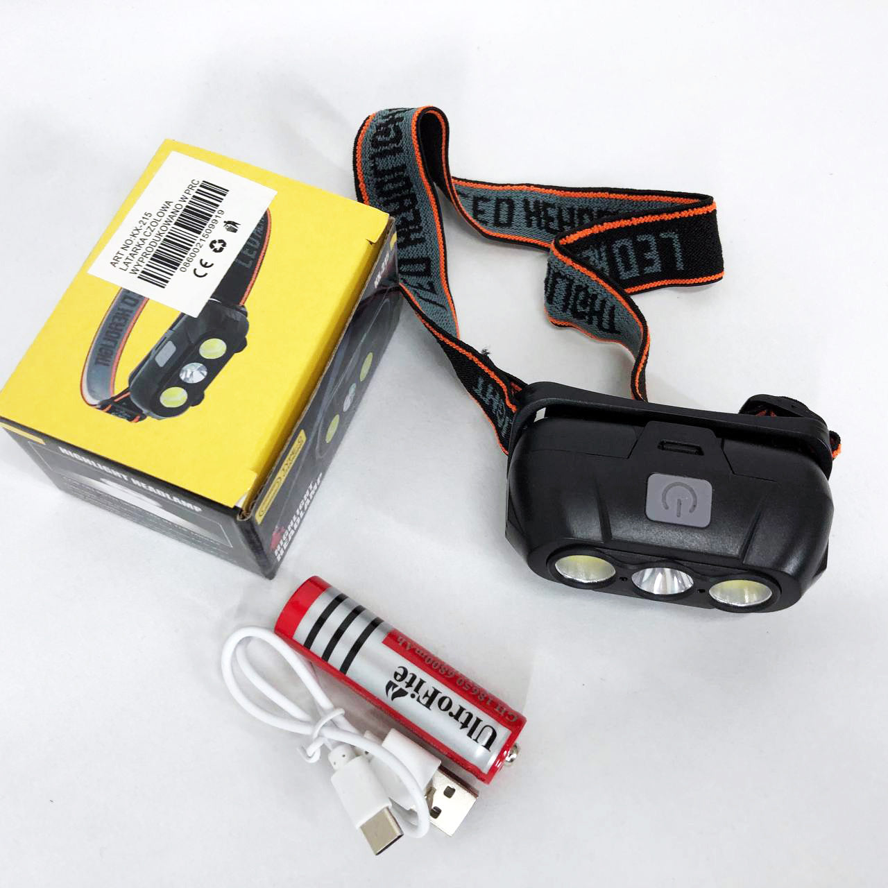 Фонарь налобный аккумуляторный KX-215-LED-2COB, Налобный светодиодный фонарь для ночных прогулок