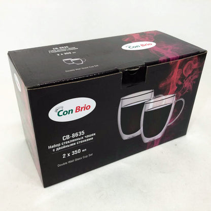 Набор кружек с двойным дном Con Brio 350 мл 2 шт Con Brio CB-8635-2, двойной стакан для кофе