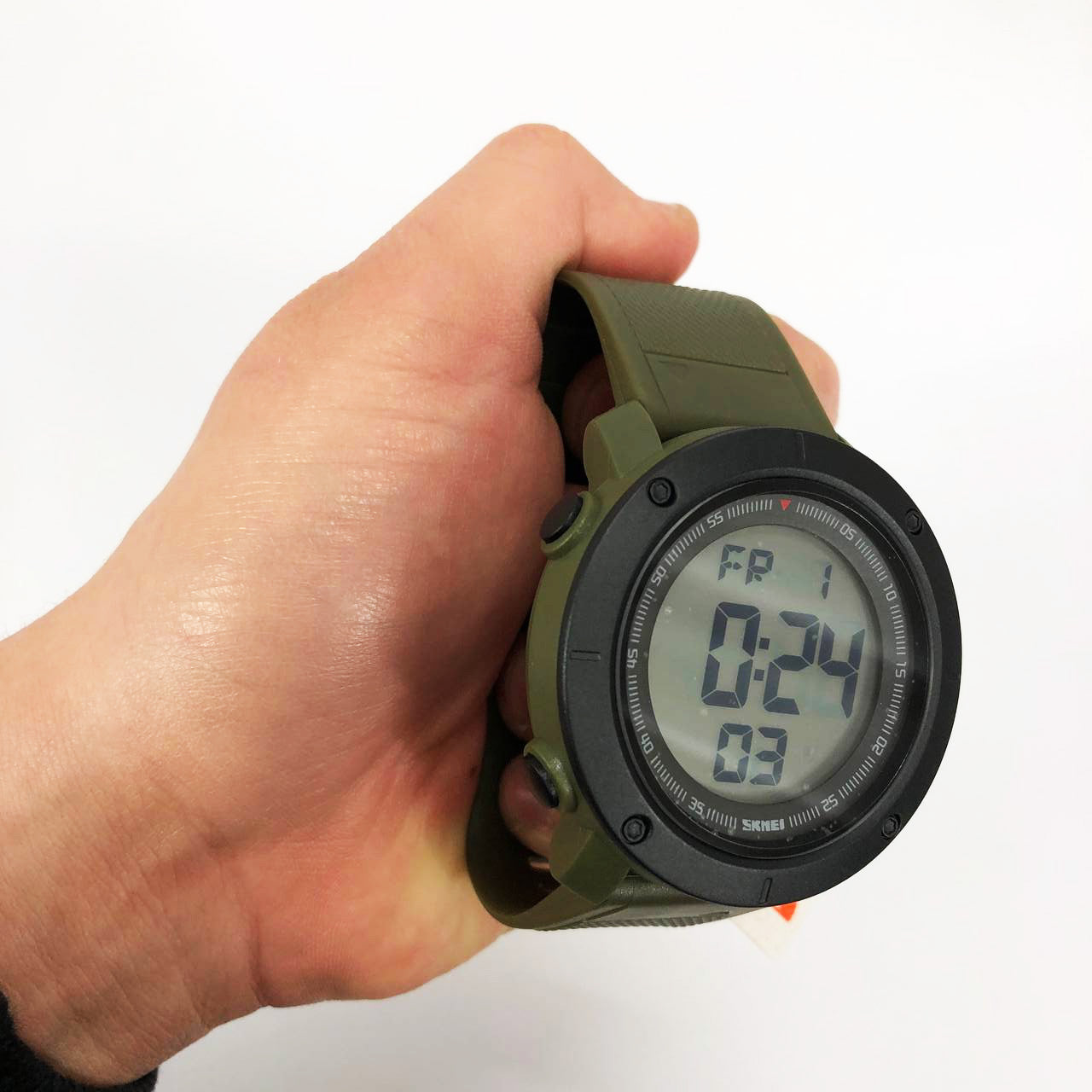 Часы наручные мужские SKMEI 2122AGWT  ARMY GREEN-WHITE, армейские часы противоударные. Цвет: зеленый