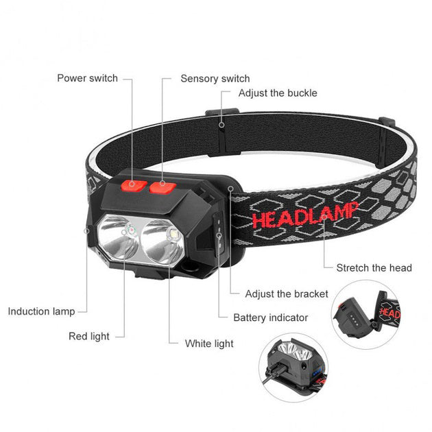 Фонарь налобный аккумуляторный PLD-SL02-XPG, Налобный прожектор, Мощный фонарь для рыбалки