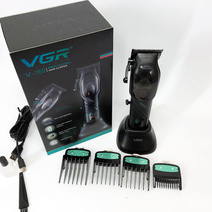 Машинка для стрижки волос VGR V-269 (профессиональная) с дисплеем и 4 насадками, окантовочная машинка