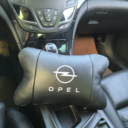 Набор автомобильных подушек 2шт для Opel, натуральная кожа, стильные черные подголовники Опель для авто