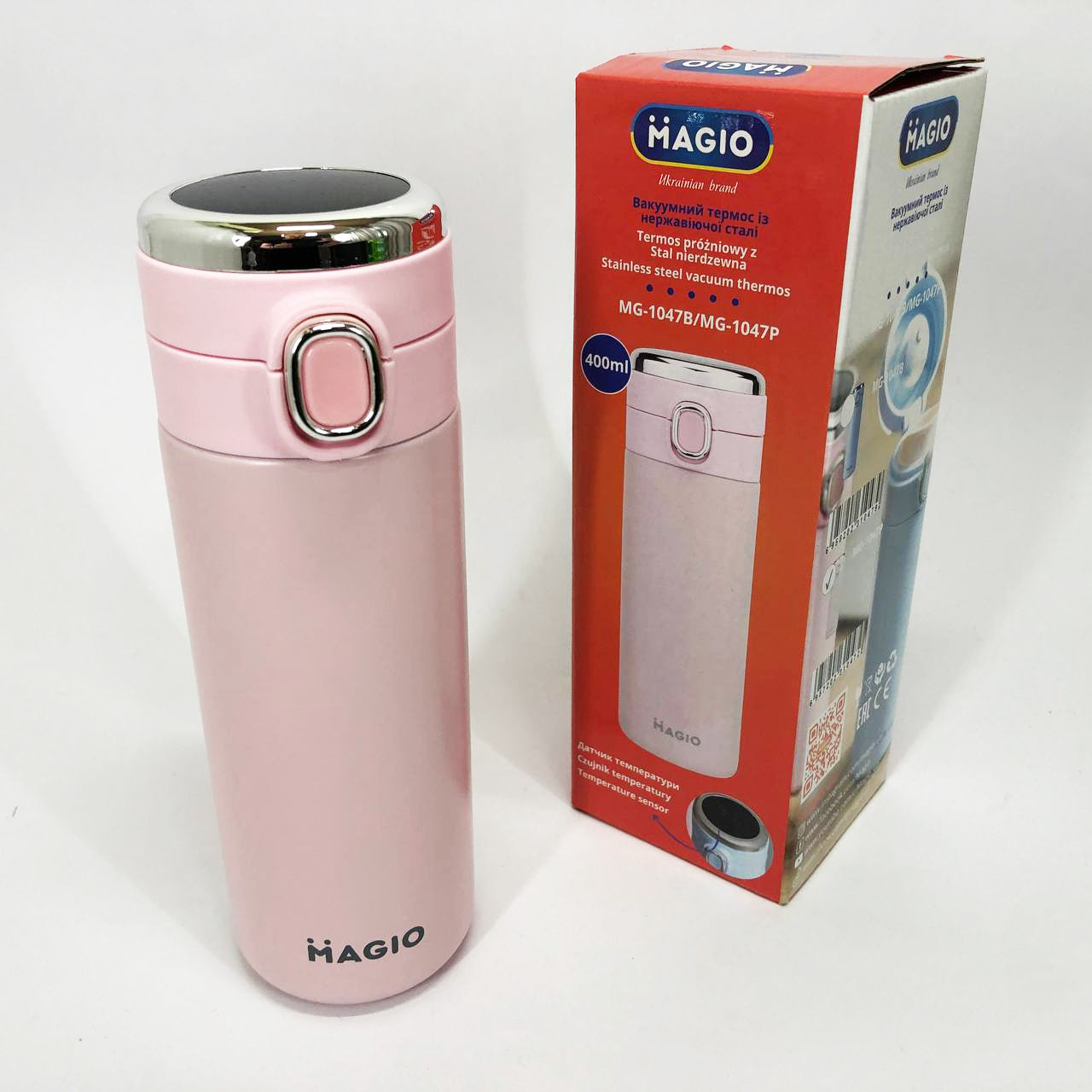 Термос SMART MAGIO MG-1047P вакуумный 400 мл, Термос с индикацией и датчиком температуры, Термос походный