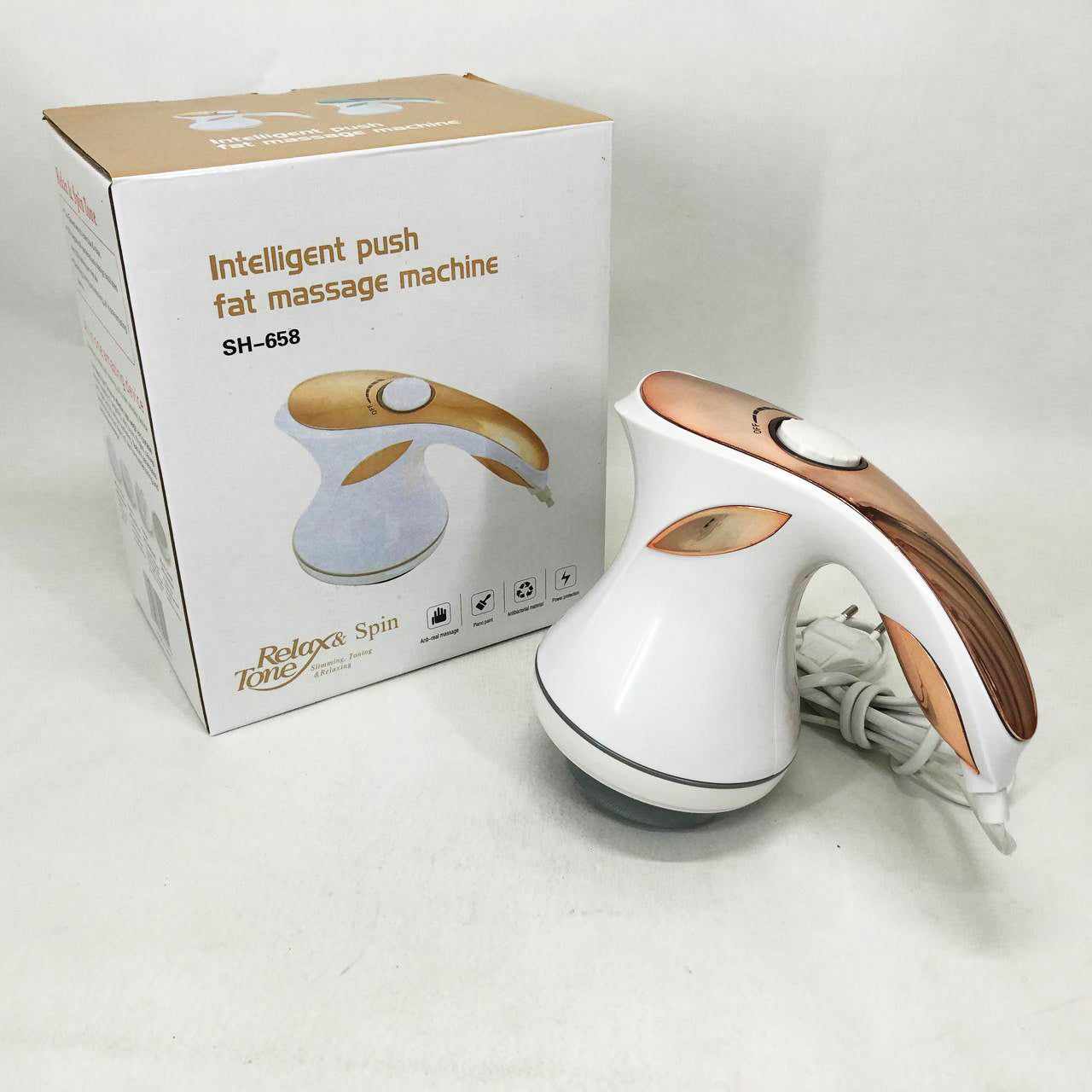 Массажер для тела Relax and Spin Tone SH-658, антицеллюлитный вибро массажер. Цвет: желтый