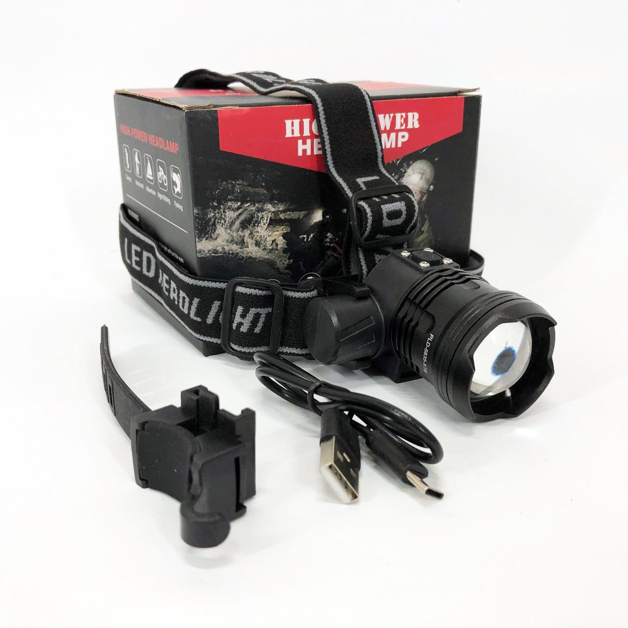 Фонарь налобный PLD-5835-P50 с велокреплением, фонарь аккумуляторный для рыбалки, водонепроницаемый