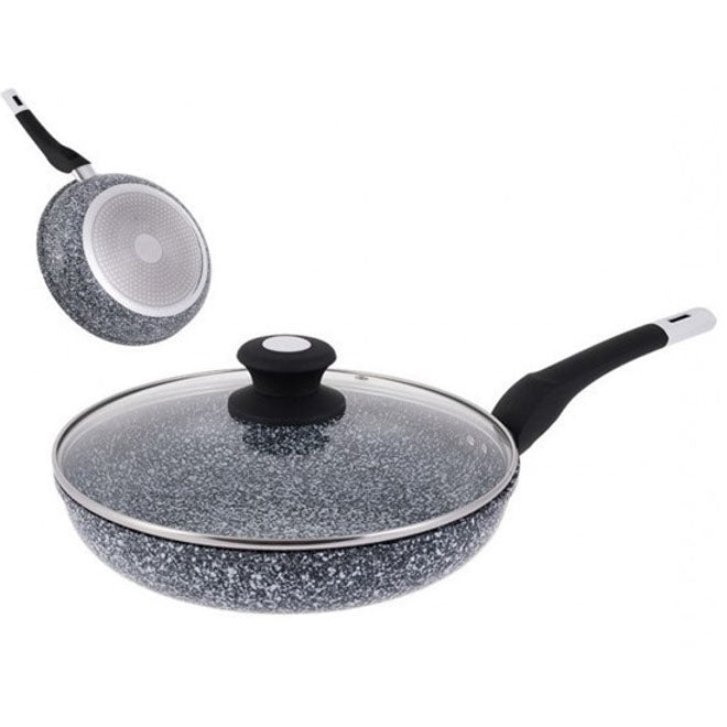 Сковорода UNIQUE UN-5114 22 см с крышкой гранит светлый многослойное покрытие