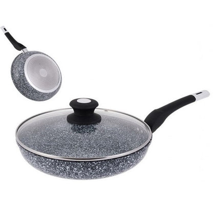 Сковорода UNIQUE UN-5114 22 см с крышкой гранит светлый многослойное покрытие