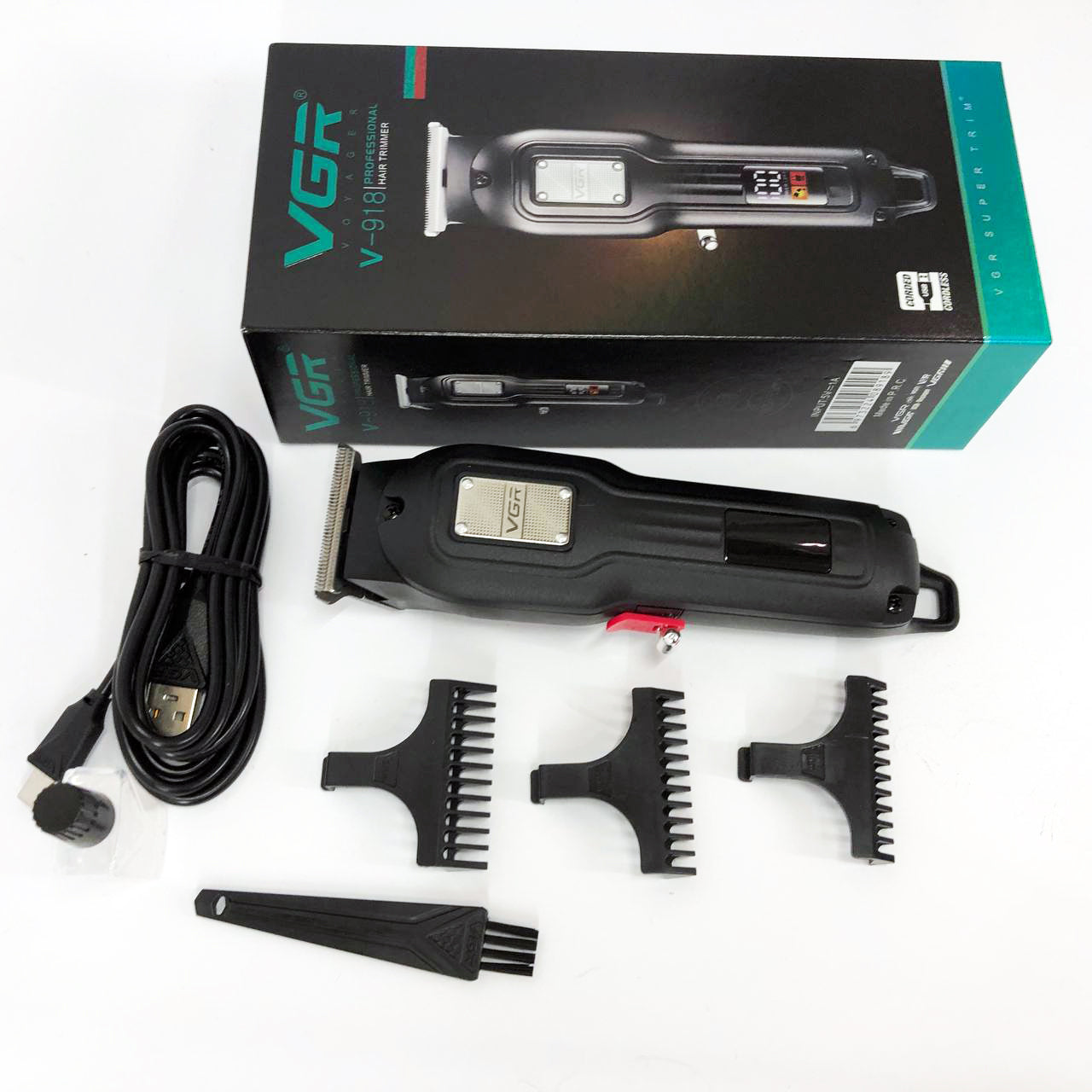 Профессиональная машинка для стрижки волос триммер VGR V-901 с насадками, профессиональная электробритва