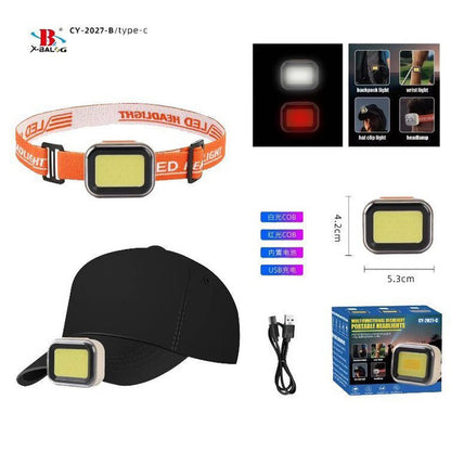 Фонарь налобный CY-2027-B-COB(white+red)