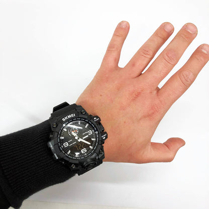 Часы наручные мужские SKMEI 1586BK BLACK, водонепроницаемые мужские часы, часы спортивные. Цвет: черный